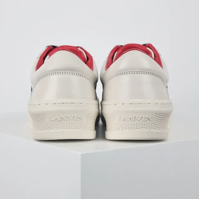 Off-White Cream Black Red Panelled Low-Top Sneakers 8