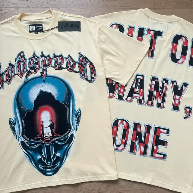 Off-White Cream Graphic Print Front-and-Back T-Shirt 5