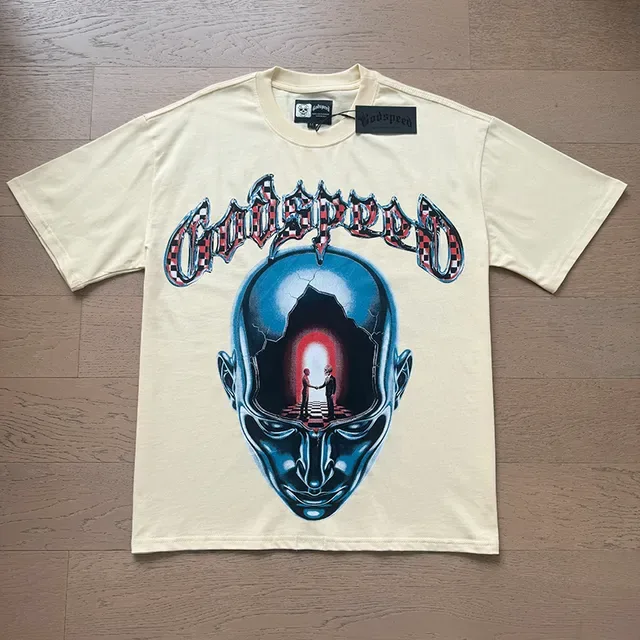 Off-White Cream Graphic Print Front-and-Back T-Shirt 6