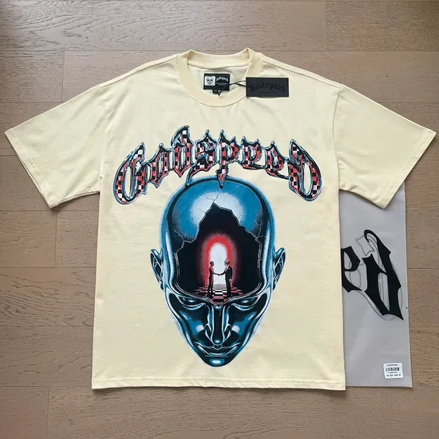 Off-White Cream Graphic Print Front-and-Back T-Shirt 7