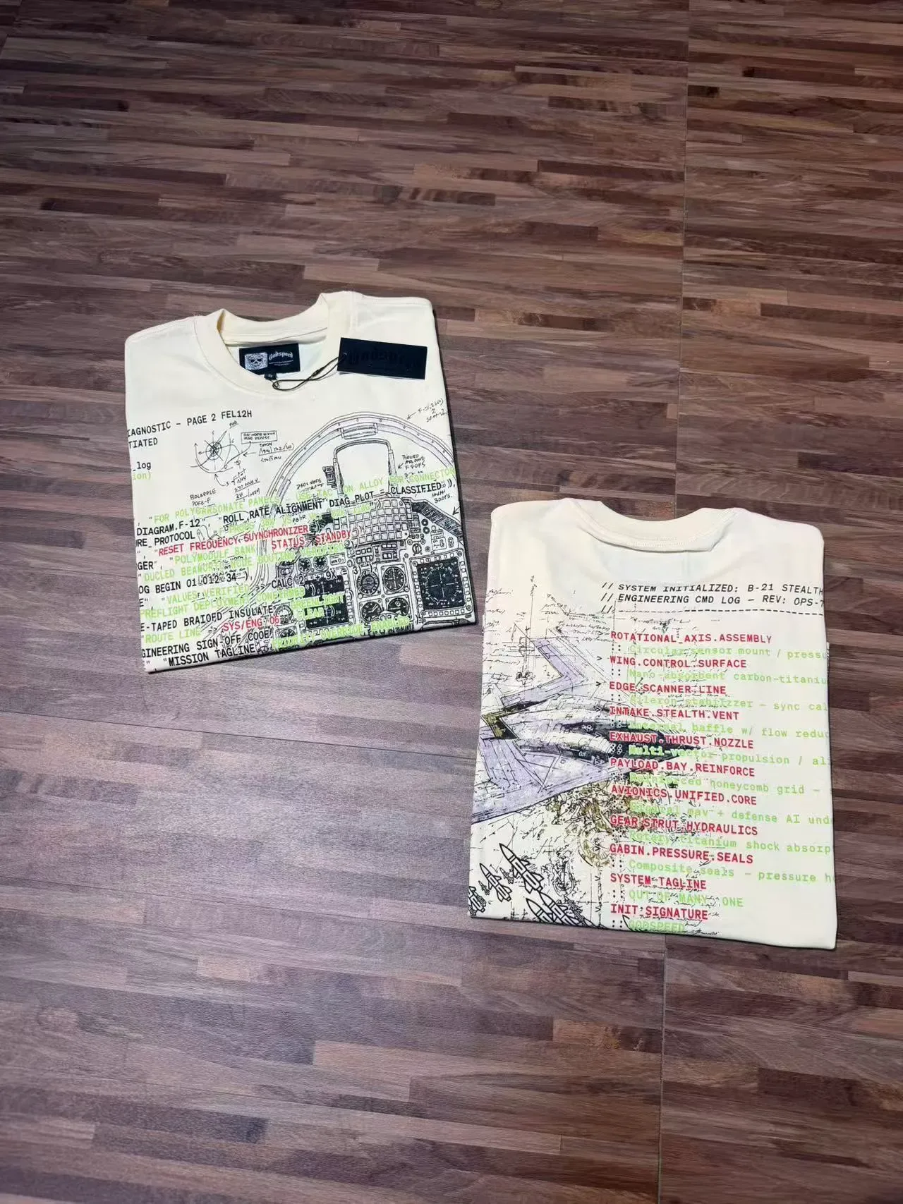 Off-White Cream Graphic-Print Technical Schematic T-Shirt 4