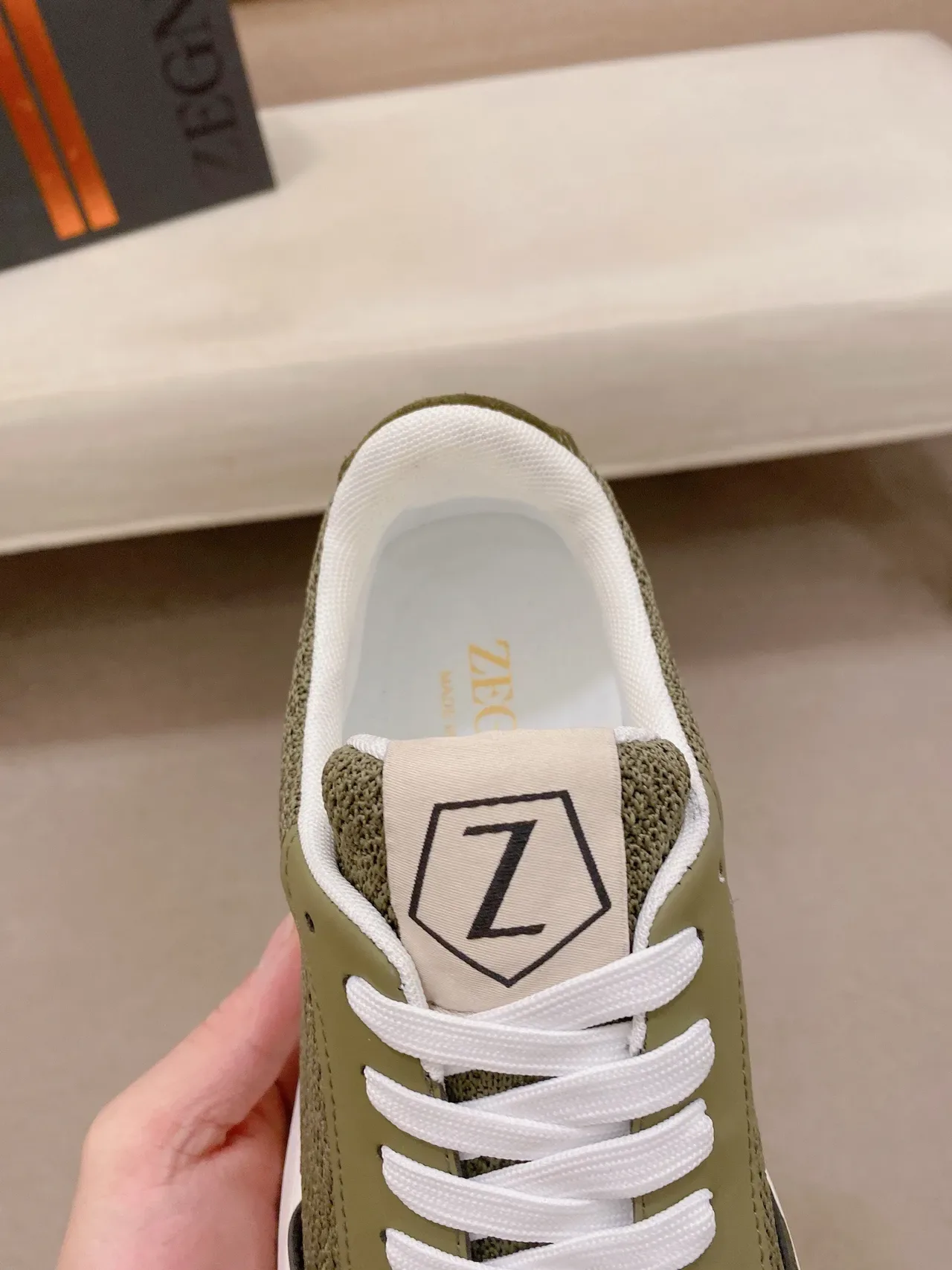 Olive Green Mesh and Suede Chunky Platform Sneaker 6