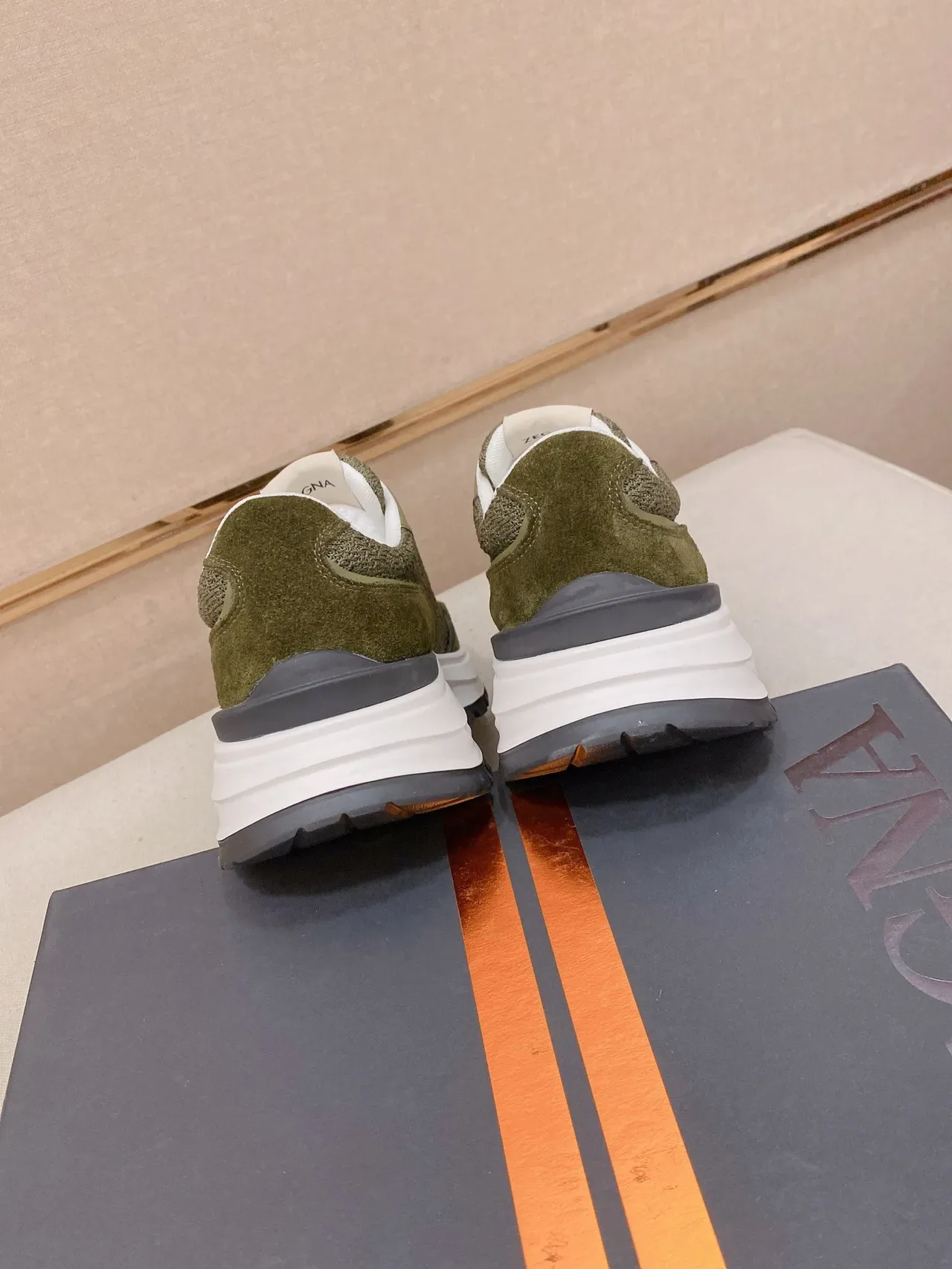 Olive Green Mesh and Suede Chunky Platform Sneaker 8