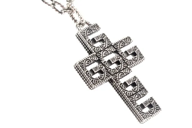 Ornate Filigree Cross Pendant Necklace 9