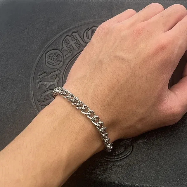 Ornate Floral-Link Silver-Tone Chain Bracelet 2