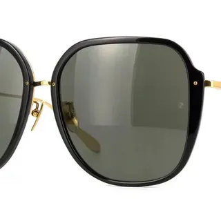 Oversized Geometric Black and Gold Sunglasses