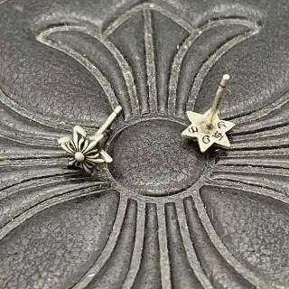 Oxidized Silver Floral and Star Stud Earrings