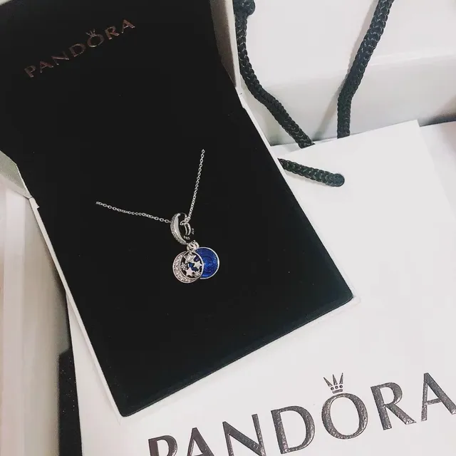 Pandora Carriage Gold Black Tone Chain-Link Necklace 3
