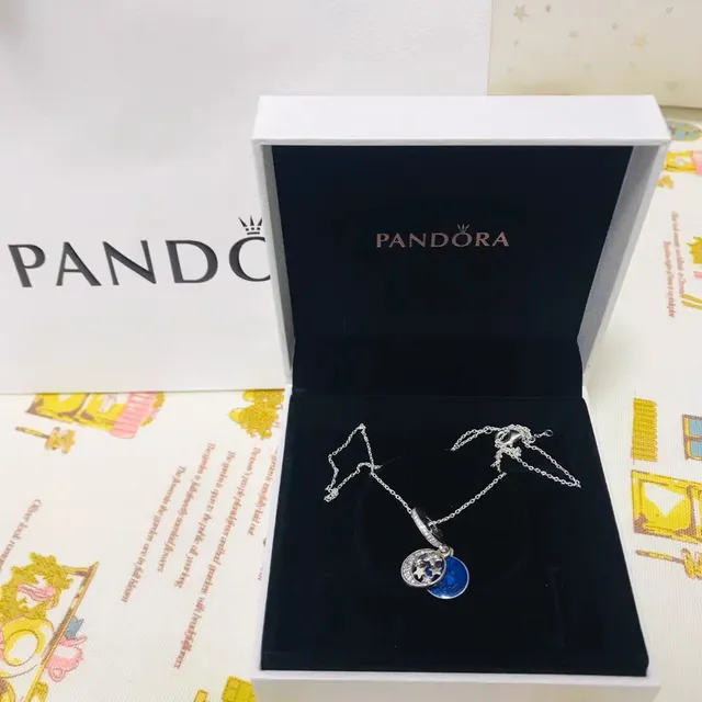 Pandora Carriage Gold Black Tone Chain-Link Necklace 4