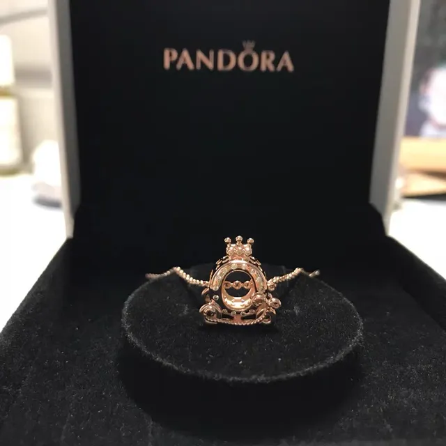 Pandora Carriage Gold Black Tone Chain-Link Necklace 7