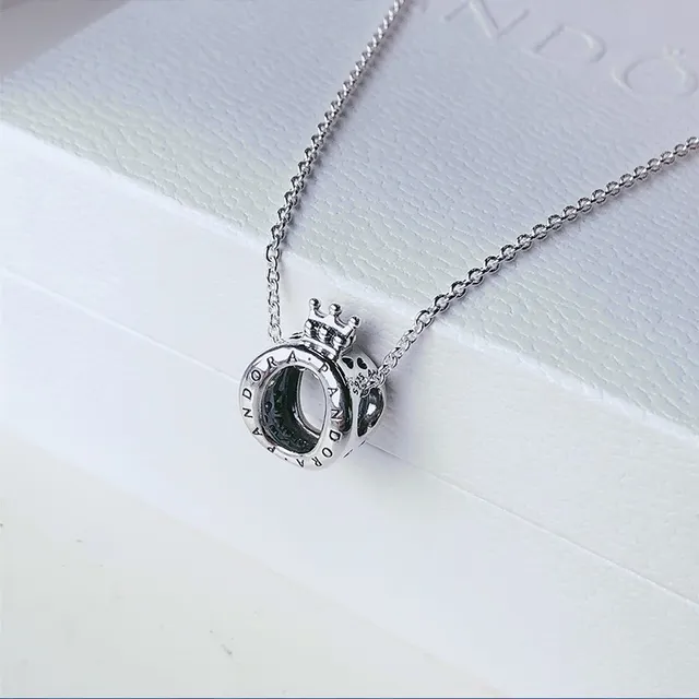 Pandora Open Circle Crown Pendant Necklace 2