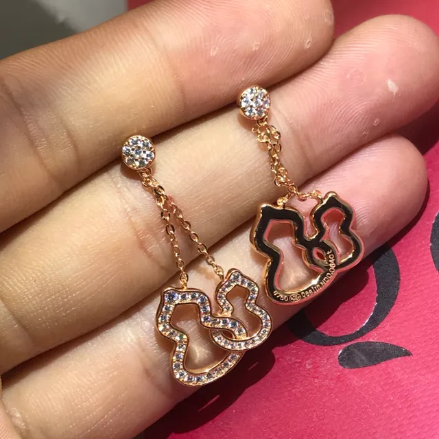 Pavé Crystal Interlocking Heart Dangling Chain Necklaces 2