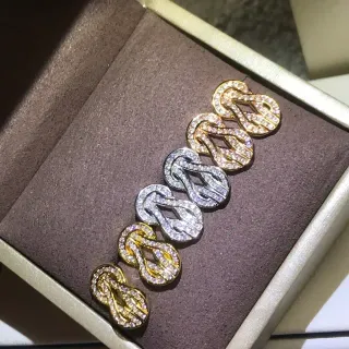 Pave-Set Double-Loop Two-Tone Crystal Stud Earrings