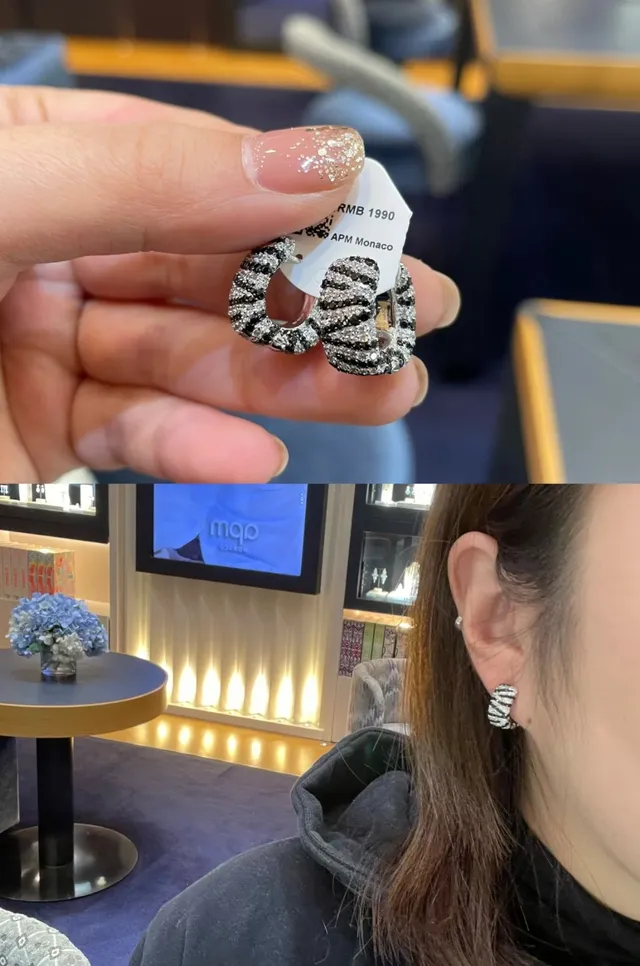 Pavé-Set Striped Hoop Earrings 3