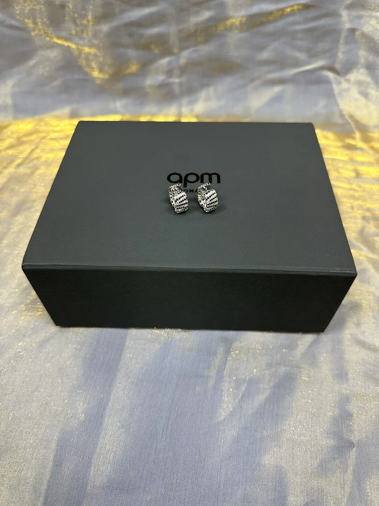 Pavé-Set Striped Hoop Earrings 6