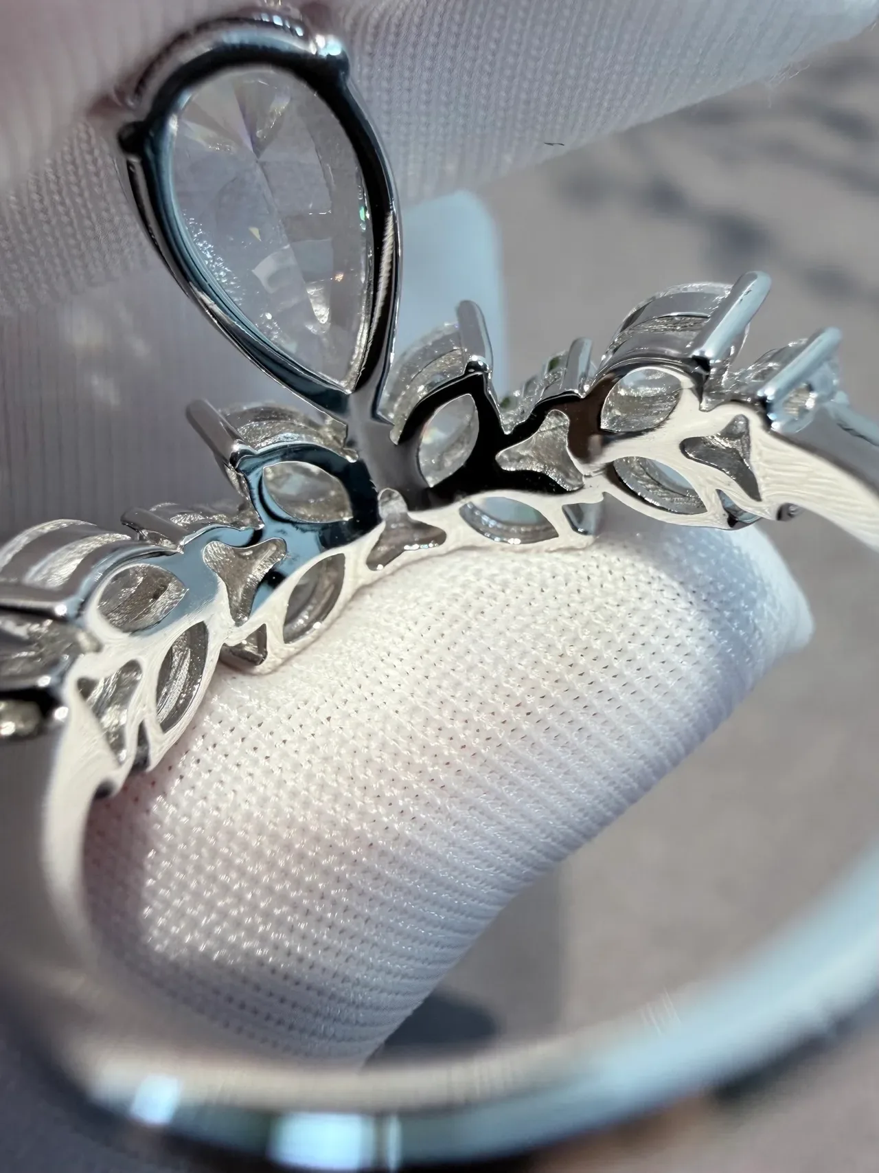 Pear-Cut and Marquise Cluster Floral Ring 4