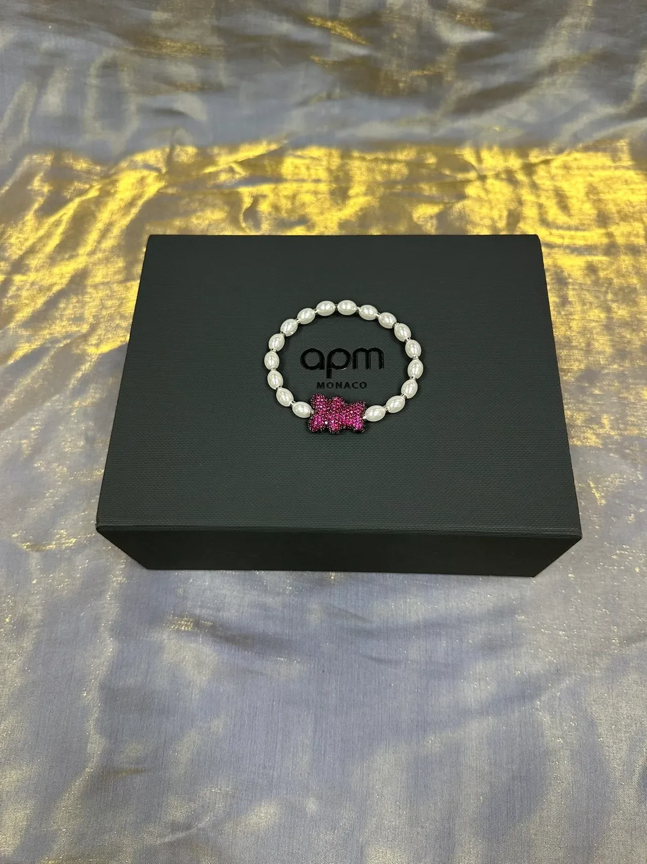 Pearl and Pink Crystal Bow Bracelet 6