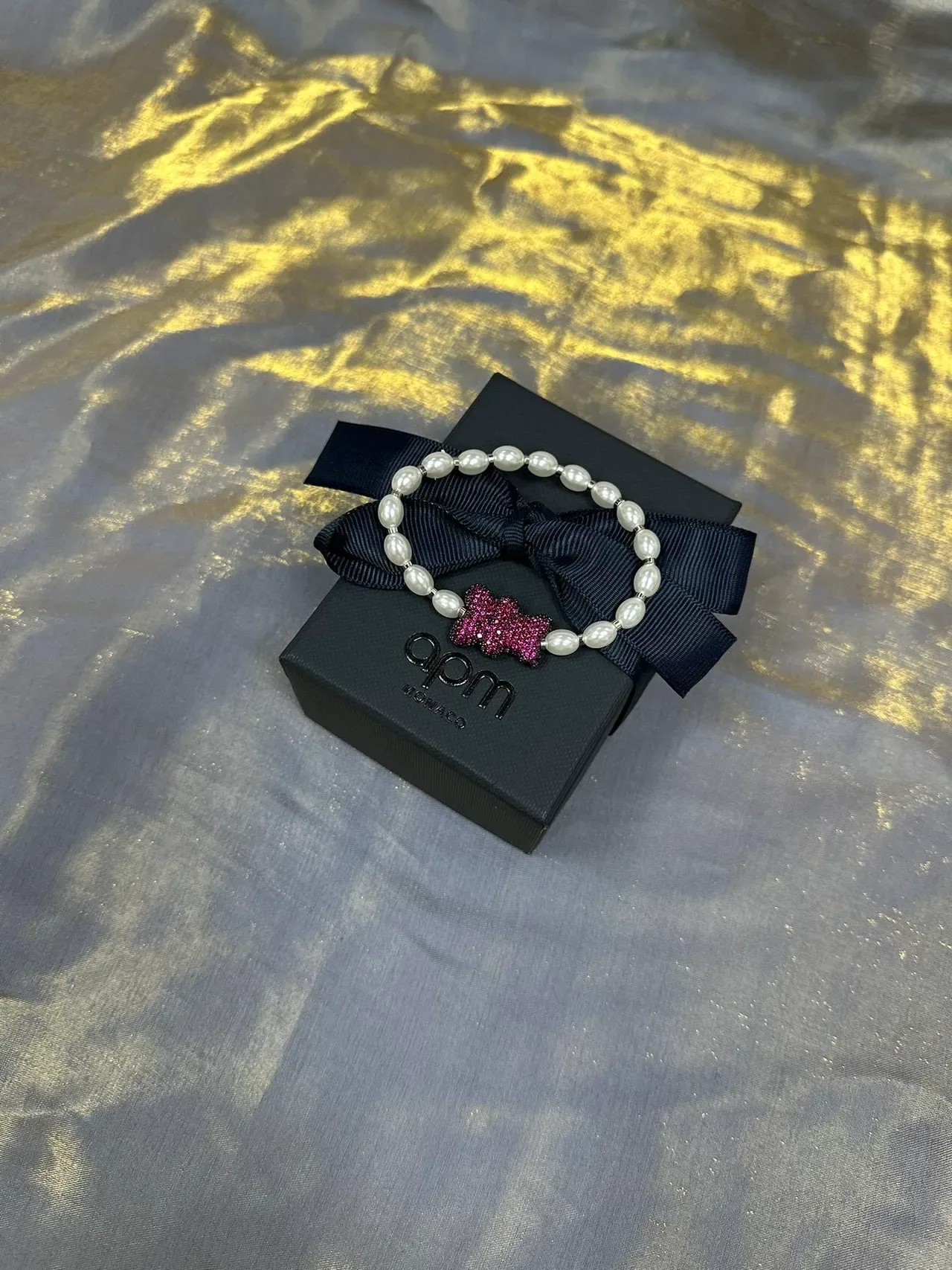 Pearl and Pink Crystal Bow Bracelet 7