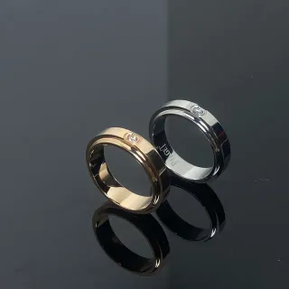 Piaget Possession Gold and Silver Single-Stone Rotating Bezel Rings