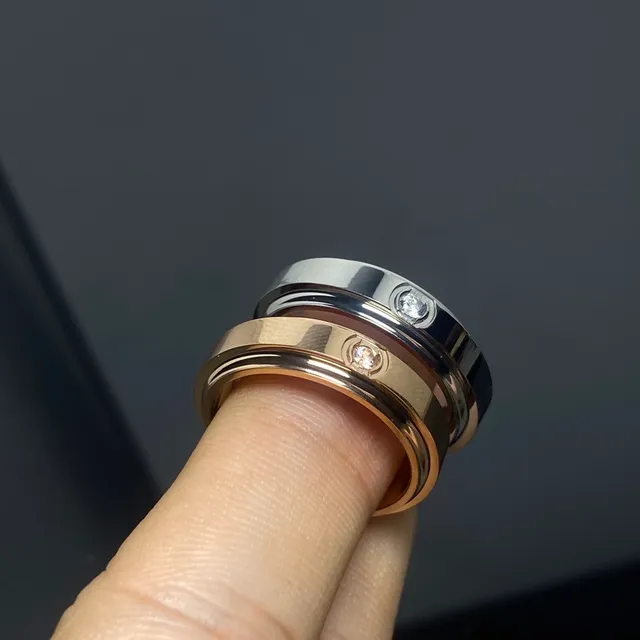 Piaget Possession Gold and Silver Single-Stone Rotating Bezel Rings 2