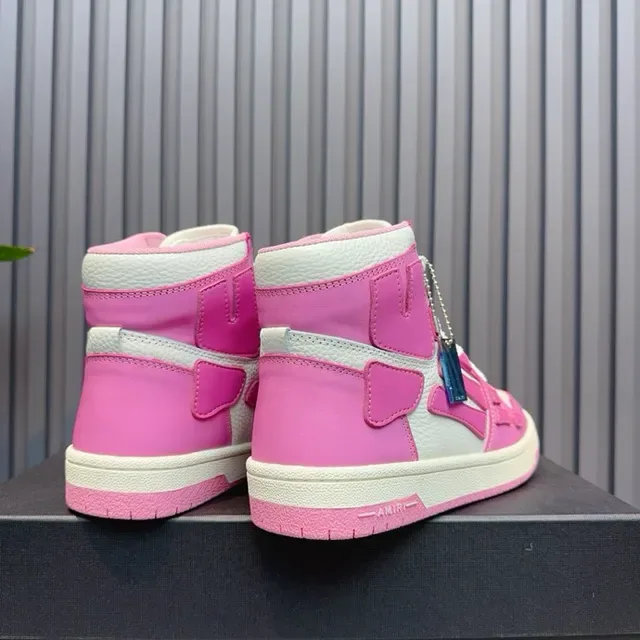 Pink and White High-Top Lifestyle Sneakers 5