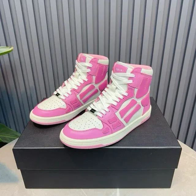 Pink and White High-Top Lifestyle Sneakers 8