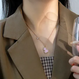 粉金链珐琅坠子项链