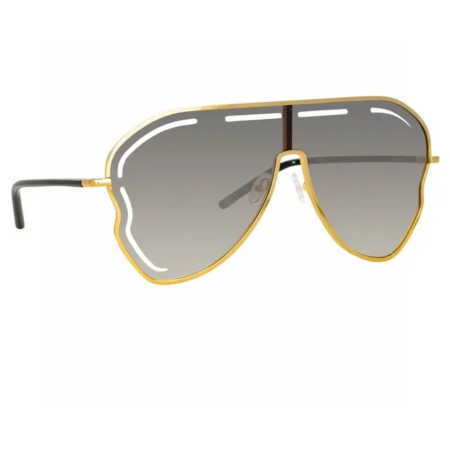 Pink Gold Oversized Shield Gradient Lenses Sunglasses 7
