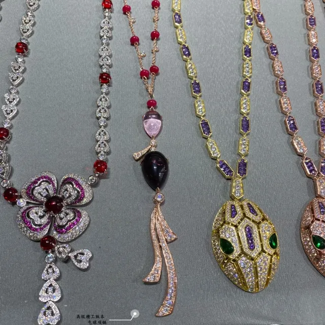 Pink Gold Rose Filigree Multi-Gemstone Pendant Necklace 5
