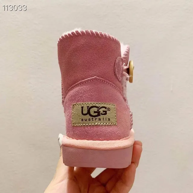 Pink Suede-Like Shearling-Lined Button Snow Boots 6