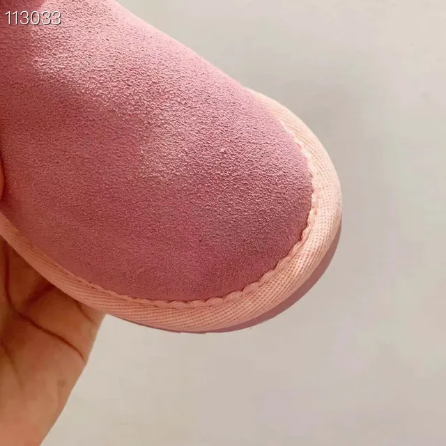 Pink Suede-Like Shearling-Lined Button Snow Boots 7