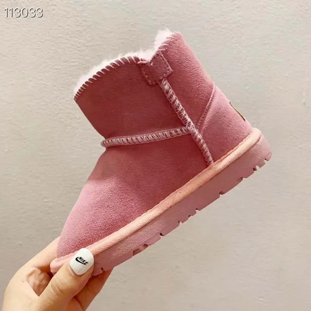 Pink Suede-Like Shearling-Lined Button Snow Boots 8