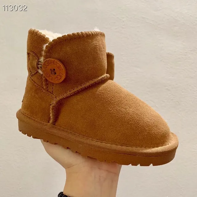 Pink Suede-Like Shearling-Lined Button Snow Boots 11