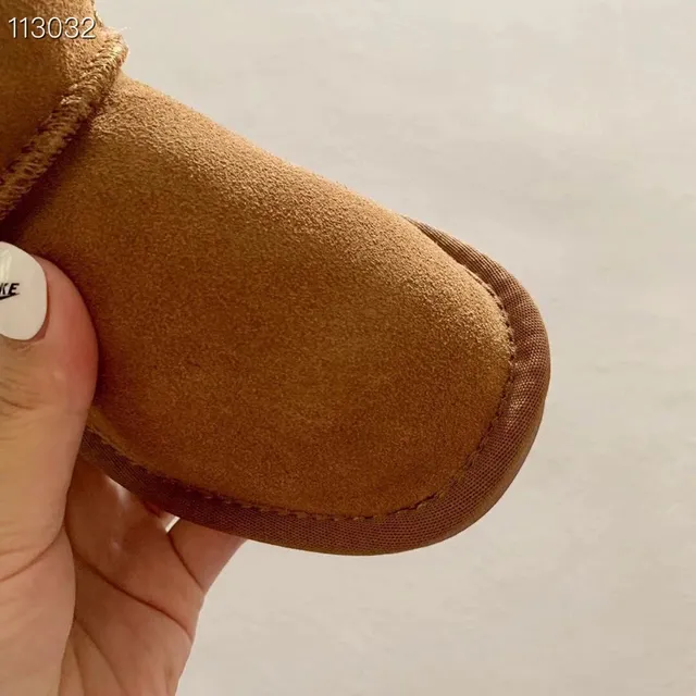 Pink Suede-Like Shearling-Lined Button Snow Boots 16