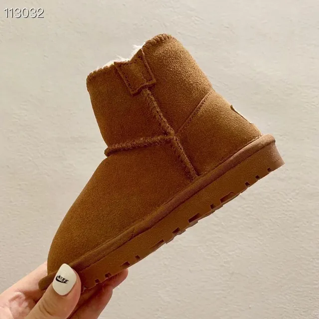 Pink Suede-Like Shearling-Lined Button Snow Boots 17