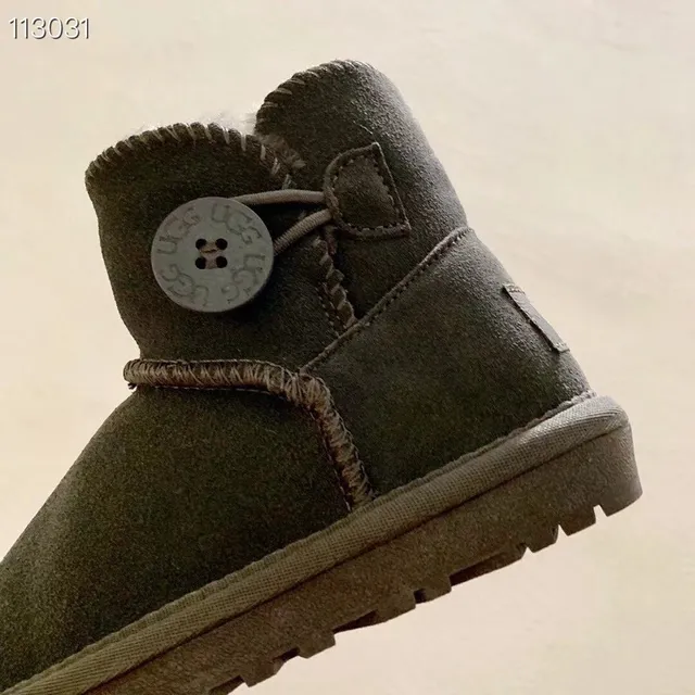 Pink Suede-Like Shearling-Lined Button Snow Boots 22
