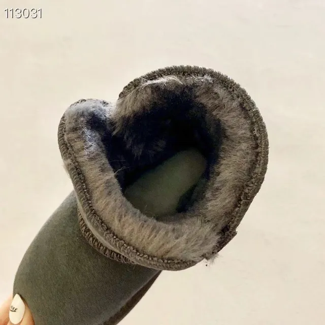 Pink Suede-Like Shearling-Lined Button Snow Boots 23