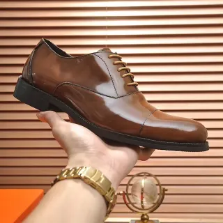 Polished Brown Cap Toe Oxford Shoes