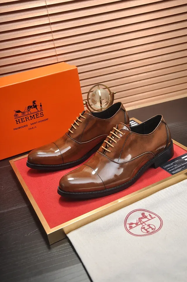 Polished Brown Cap Toe Oxford Shoes 4