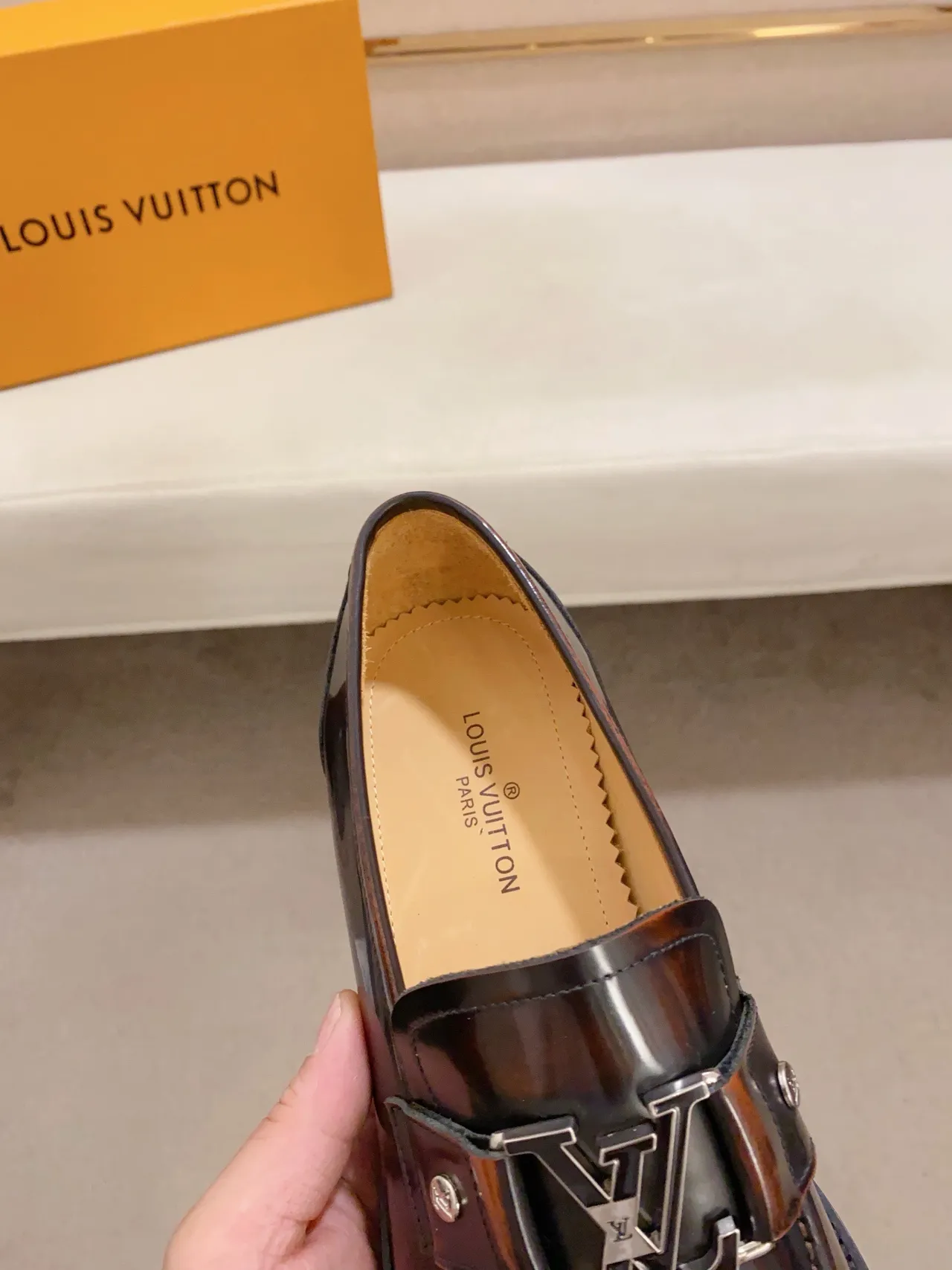 Polished Brown Leather Buckle Strap Loafer 3