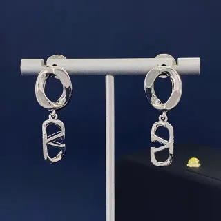 Polished Silver-Tone Geometric Open-Loop Dangling Earrings