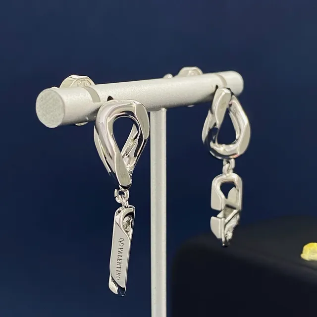 Polished Silver-Tone Geometric Open-Loop Dangling Earrings 2