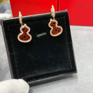 Qeelin Wulu Red Enamel Pavé Gourd Earrings