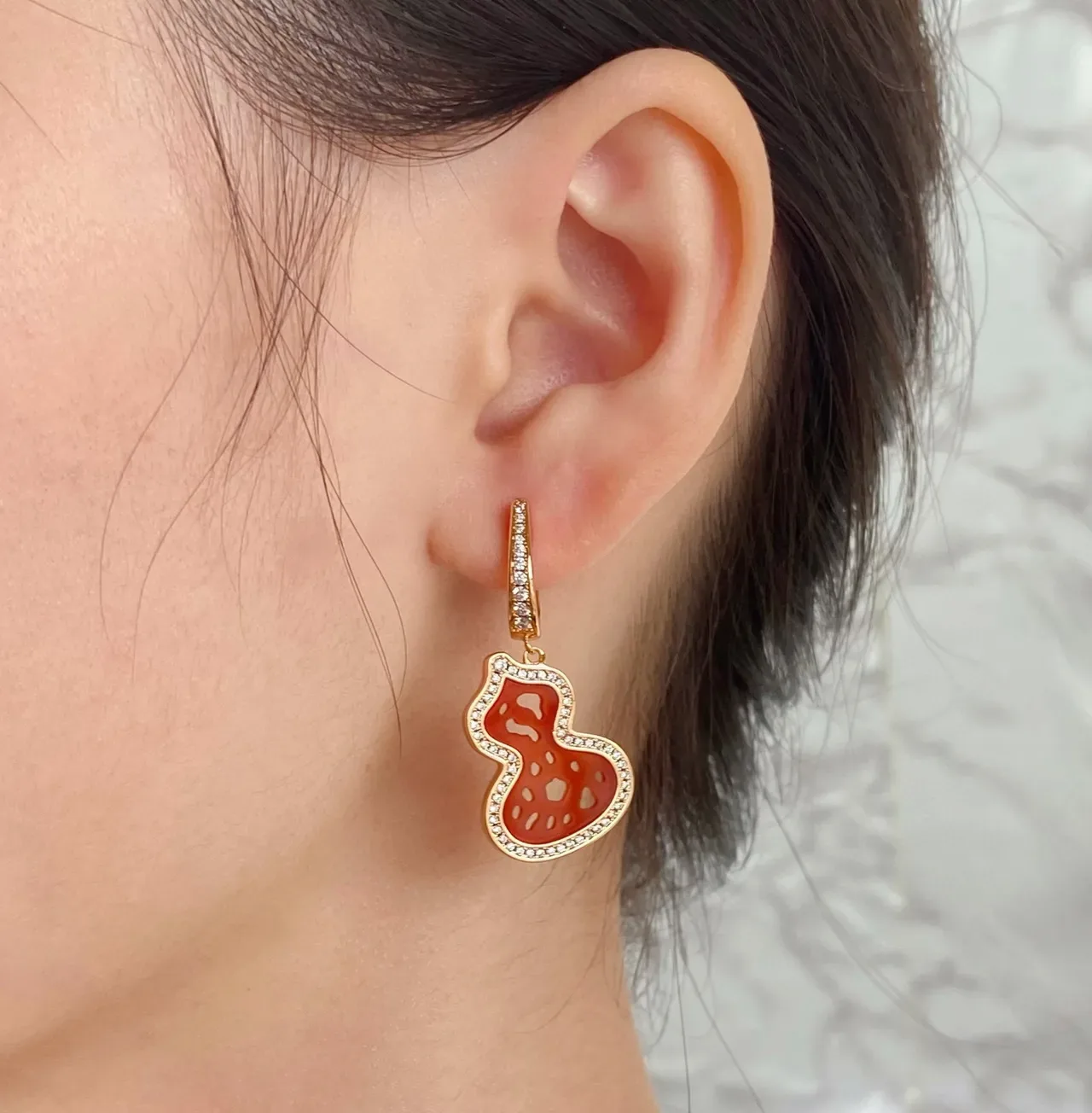Qeelin Wulu Red Enamel Pavé Gourd Earrings 8