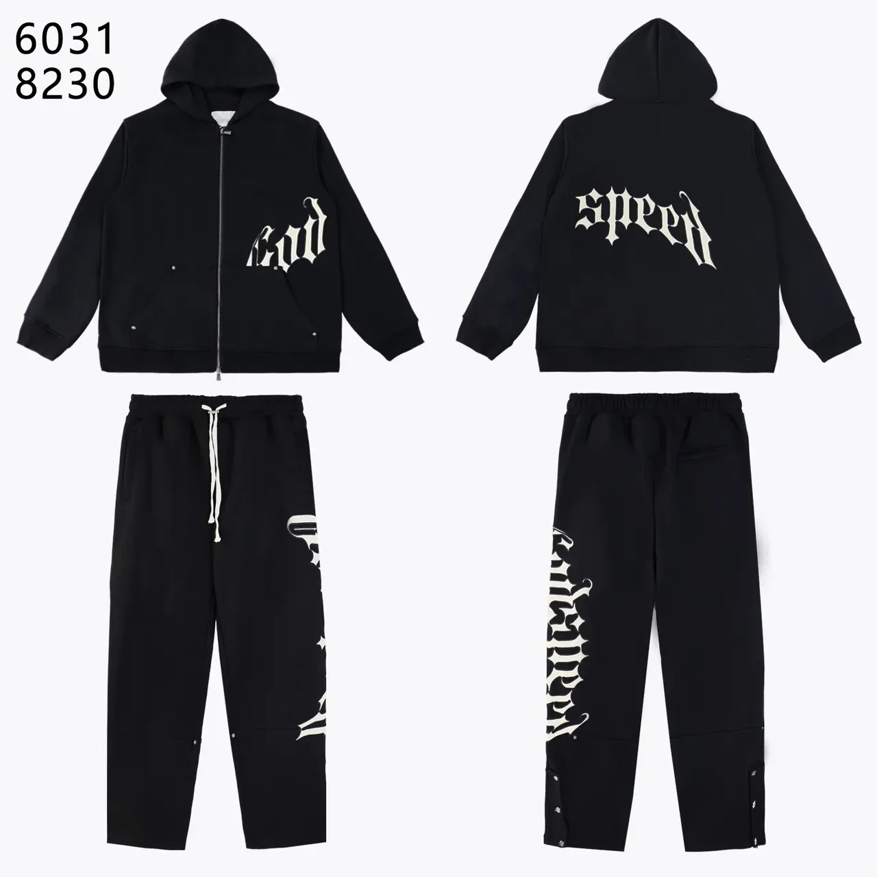 Red and Black Graphic Zip-Up Hoodie and Jogger Tracksuit 3