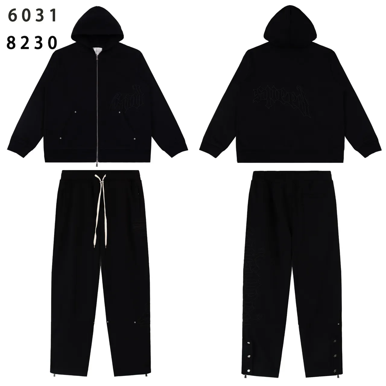 Red and Black Graphic Zip-Up Hoodie and Jogger Tracksuit 14