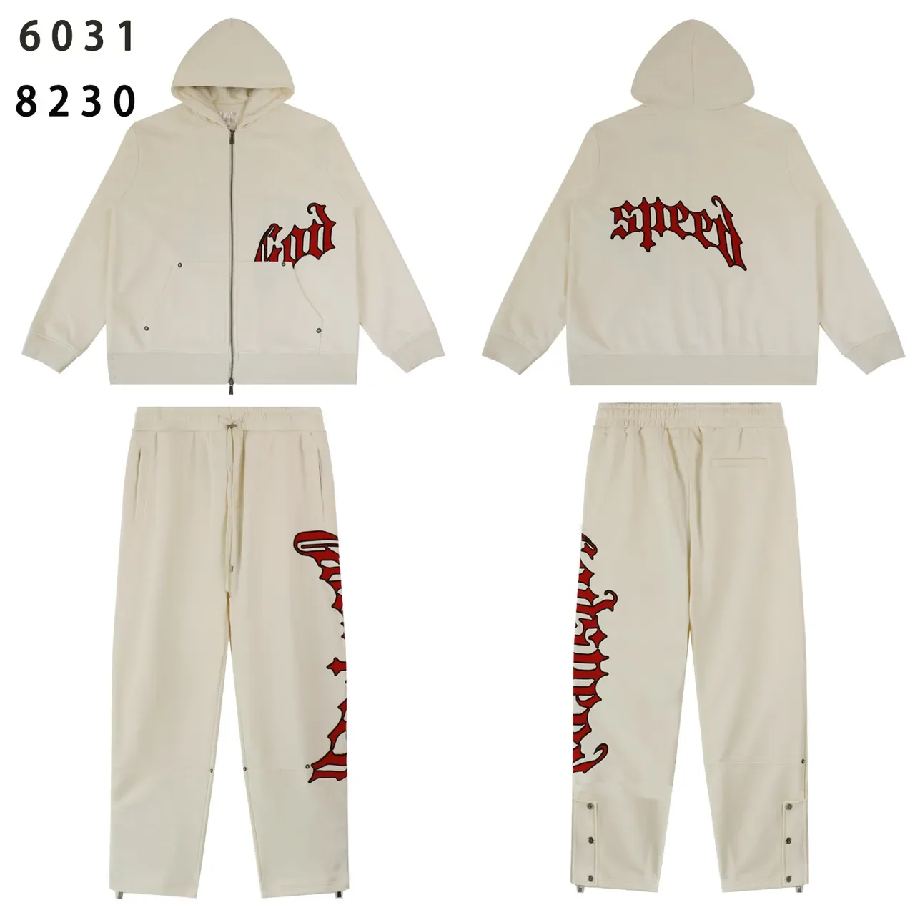 Red and Black Graphic Zip-Up Hoodie and Jogger Tracksuit 16