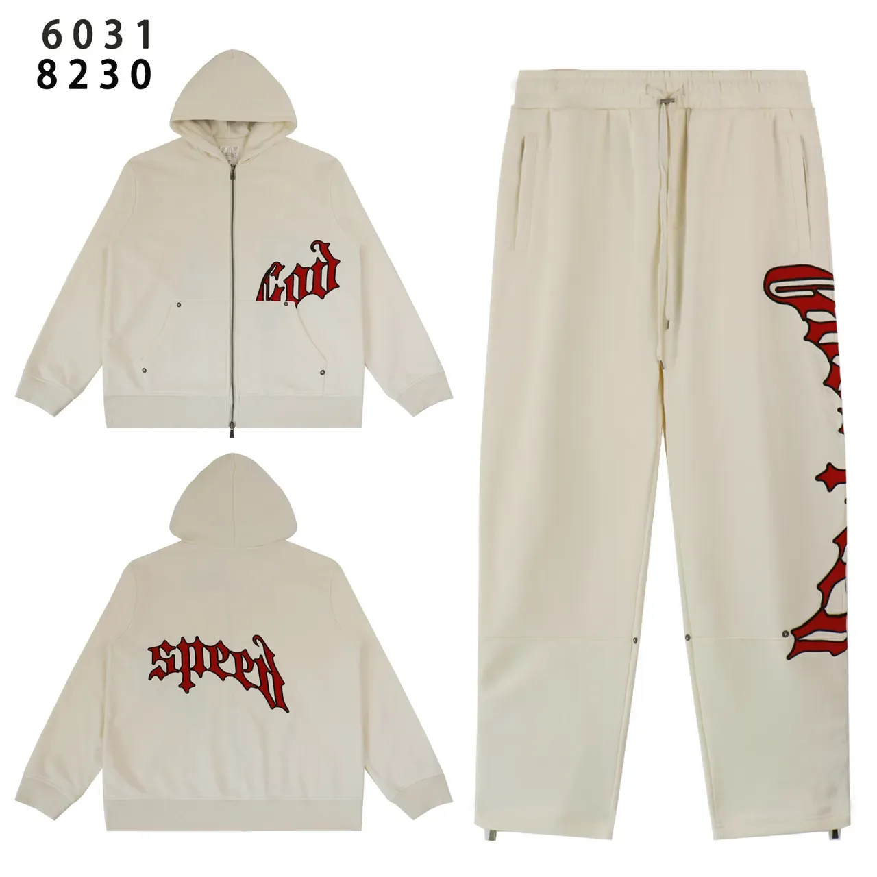 Red and Black Graphic Zip-Up Hoodie and Jogger Tracksuit 18