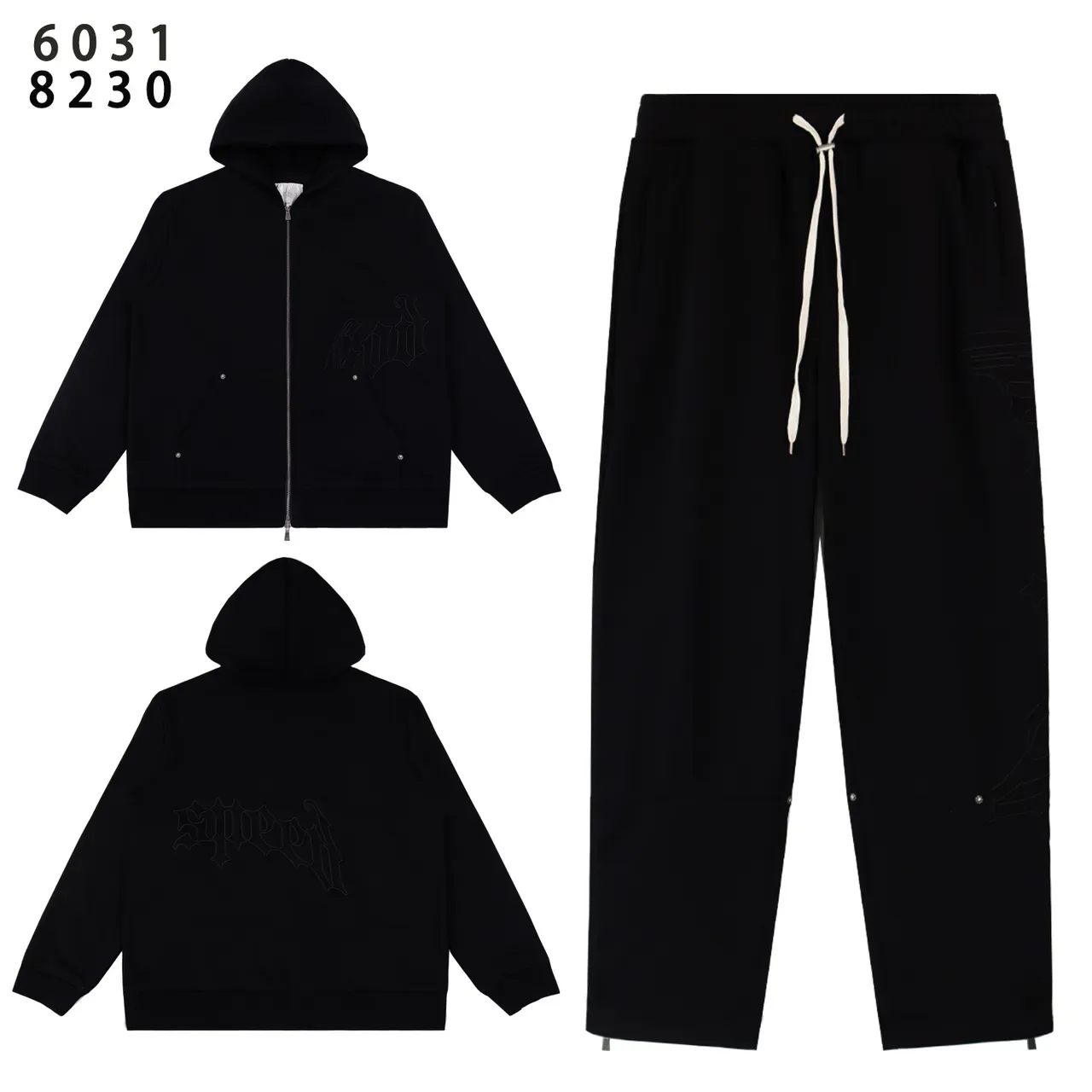 Red and Black Graphic Zip-Up Hoodie and Jogger Tracksuit 24