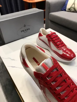 Red and White Patent Mesh Platform Chunky Sneakers 7